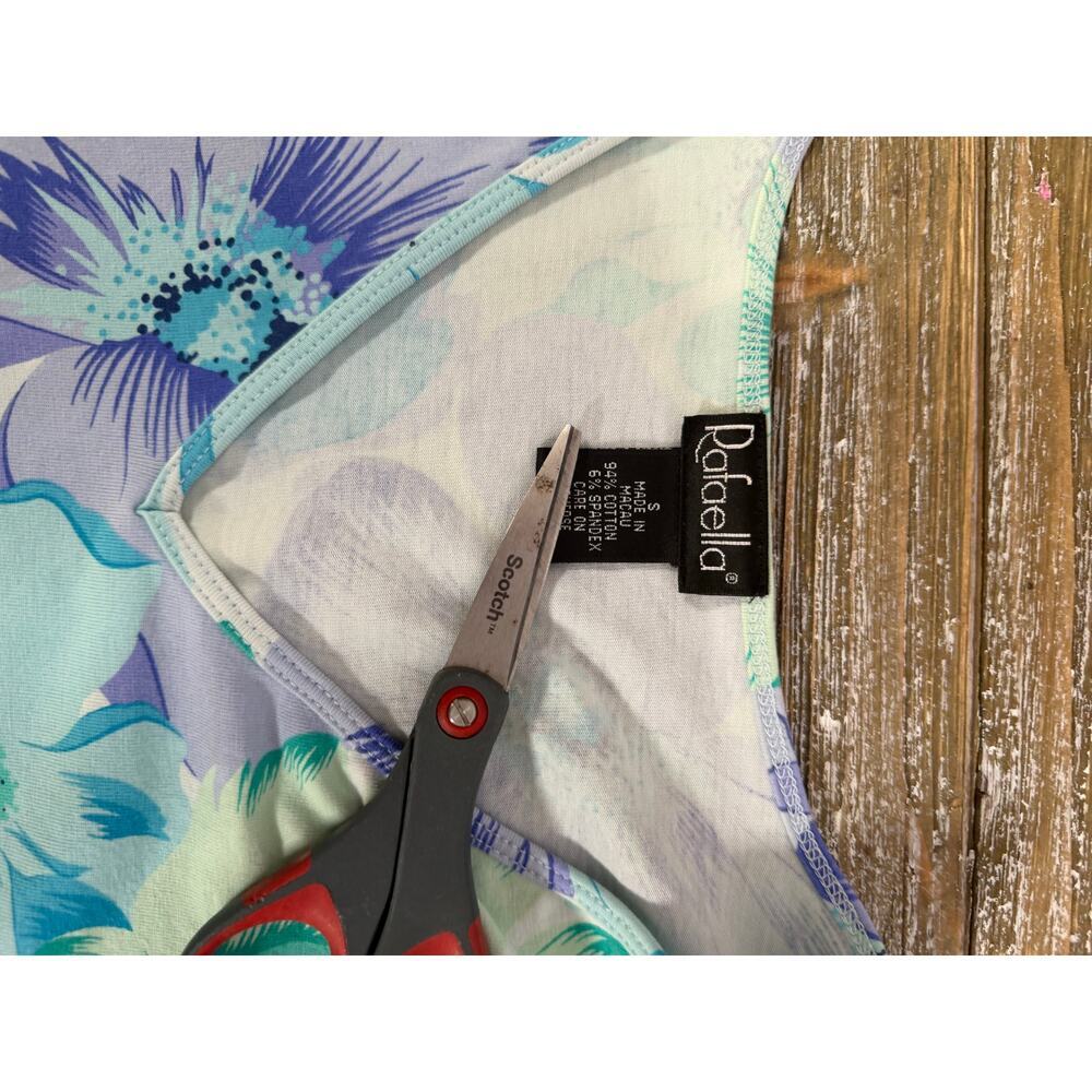 Rafaella Floral V-Neck Long Sleeve Blouse Small Cottagecore Coastal Grandma - Picture 9 of 9